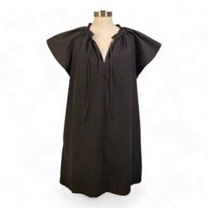 GAP  Flutter Sleeve Split Neck Dress‎ Black Size Small NWT